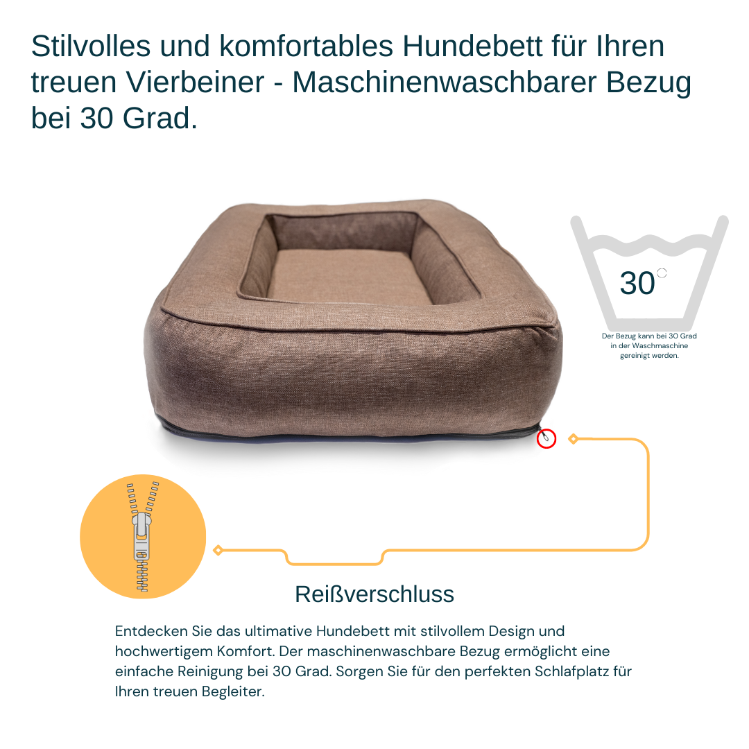 Orthopädisches Hundebett RIO von PetiPet – Gelenkschonendes Hundebett mit Memory-Schaum und waschbarem Bezug für ältere Hunde